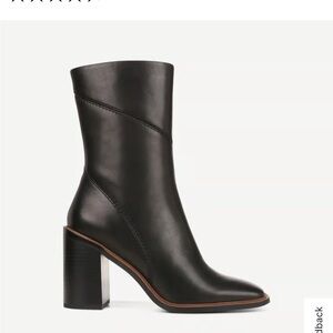 Franco Sarto Women’s Black Leather Mid-Calf Block Heel Boots